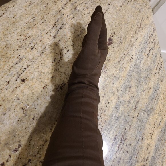 Vintage Womens Size XL XXL Brown Nylon Stretch Formal 16" Long Gloves Stitching - Picture 16 of 16